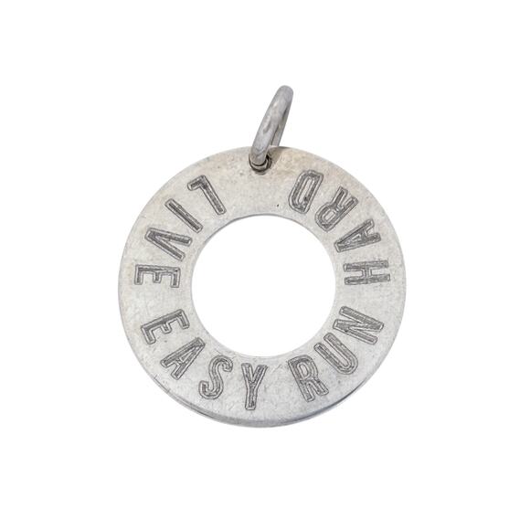 Live Easy Run Hard Disk Charm | Sterling Silver 925 | Inspirational Pendant - Picture 2 of 6